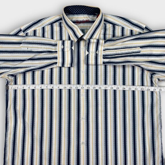 Robert Graham Dress Shirt Mens XXL Striped Southwestern Button Up Cotton Silk - Picture 10 of 15